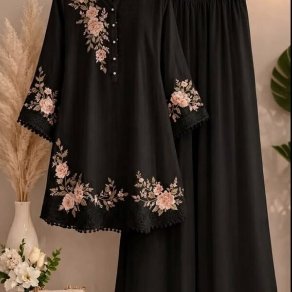 Elegant Black Floral Suit Set